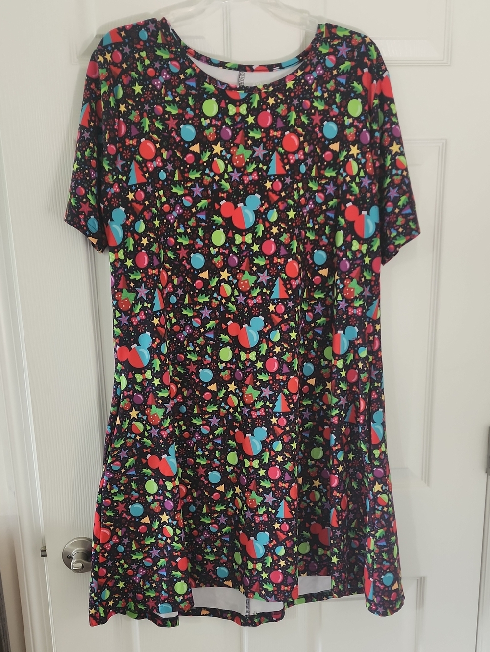 Charlie's Project Women's Charley Dress Christmas Mickey & Minnie Mouse Print